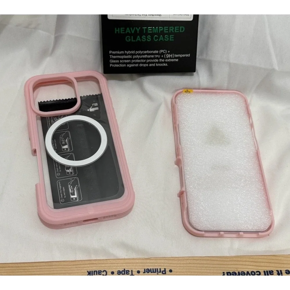For iPhone 16 Pro Magnetic Case Shockproof  & Screen‎ Protector Pink New